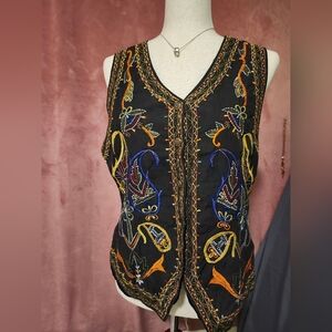 Xinqu Vintage 90's Bold abstract Embroidered Vest Size: M